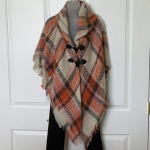 Fringe Shawl With Black Closure